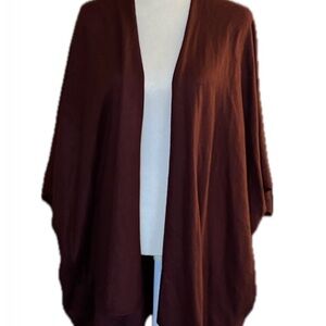 Summer & Rose Burgundy Open Front Drape Cardigan | One Size